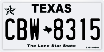 TX license plate CBW8315