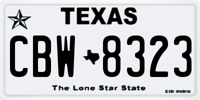 TX license plate CBW8323