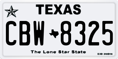 TX license plate CBW8325