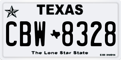 TX license plate CBW8328