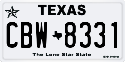 TX license plate CBW8331