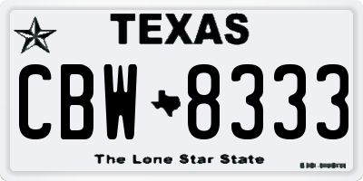 TX license plate CBW8333