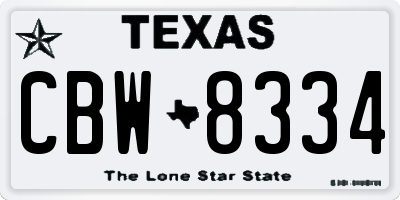 TX license plate CBW8334