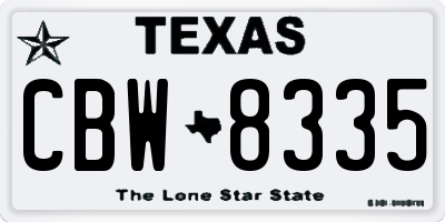 TX license plate CBW8335