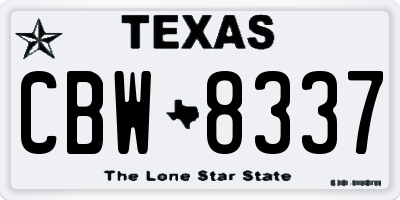 TX license plate CBW8337