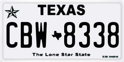 TX license plate CBW8338