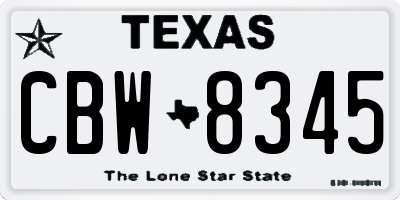 TX license plate CBW8345