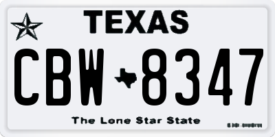 TX license plate CBW8347
