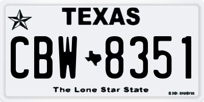 TX license plate CBW8351