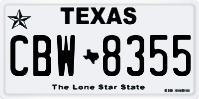 TX license plate CBW8355