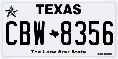 TX license plate CBW8356