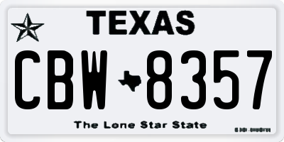 TX license plate CBW8357