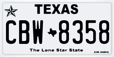TX license plate CBW8358