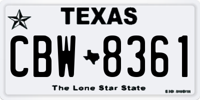 TX license plate CBW8361