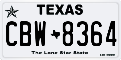 TX license plate CBW8364