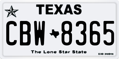 TX license plate CBW8365