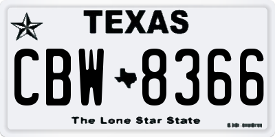 TX license plate CBW8366