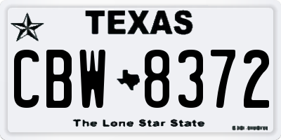 TX license plate CBW8372