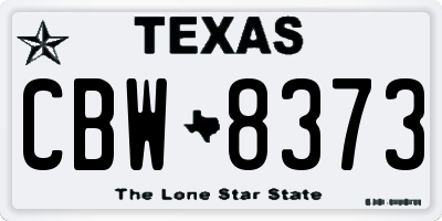 TX license plate CBW8373