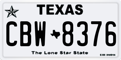 TX license plate CBW8376