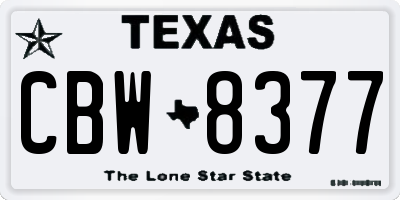 TX license plate CBW8377