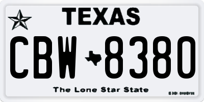 TX license plate CBW8380