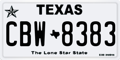 TX license plate CBW8383