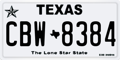 TX license plate CBW8384