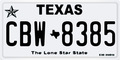 TX license plate CBW8385