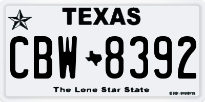 TX license plate CBW8392