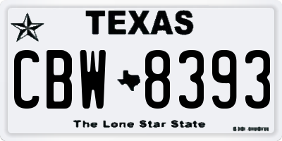 TX license plate CBW8393