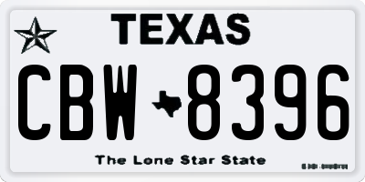TX license plate CBW8396