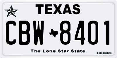 TX license plate CBW8401