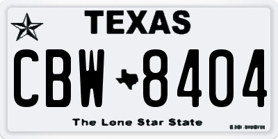 TX license plate CBW8404