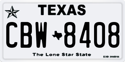 TX license plate CBW8408