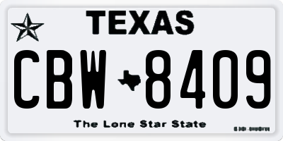 TX license plate CBW8409