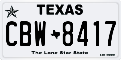 TX license plate CBW8417