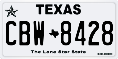 TX license plate CBW8428