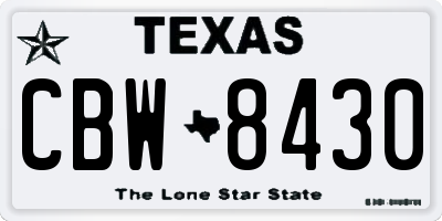 TX license plate CBW8430