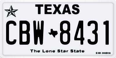 TX license plate CBW8431