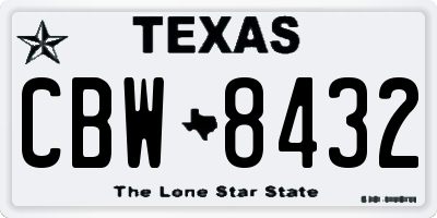 TX license plate CBW8432
