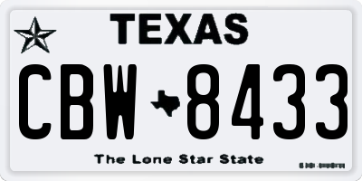 TX license plate CBW8433