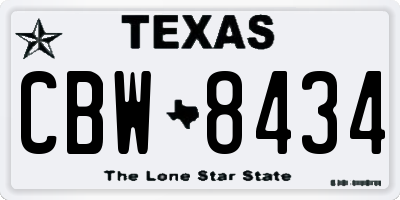 TX license plate CBW8434