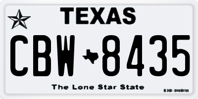TX license plate CBW8435