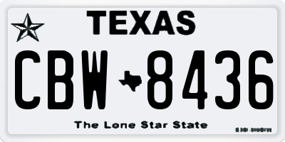 TX license plate CBW8436