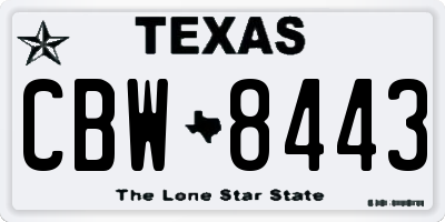 TX license plate CBW8443