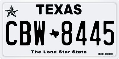 TX license plate CBW8445