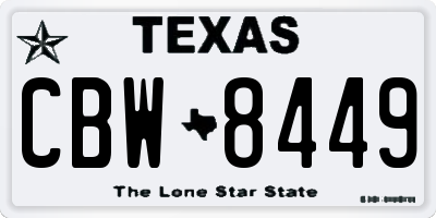 TX license plate CBW8449