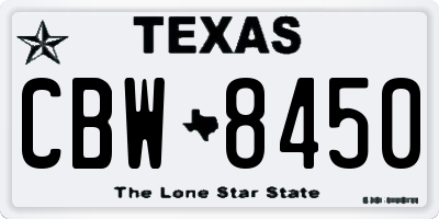 TX license plate CBW8450