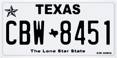 TX license plate CBW8451